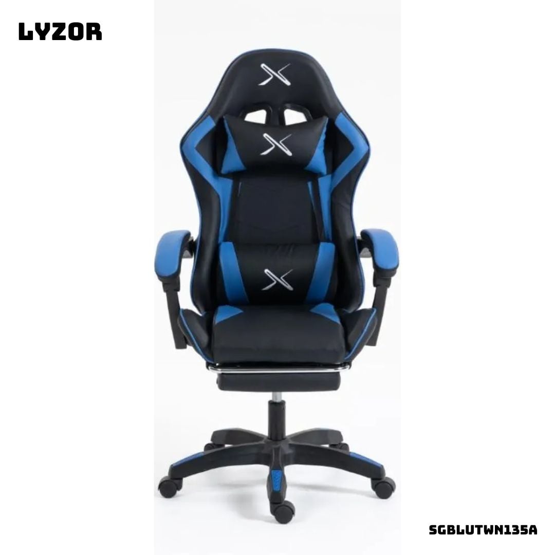 SILLA GAMER LYZOR CON POSAPIES AZUL - SGTWN135A - 1