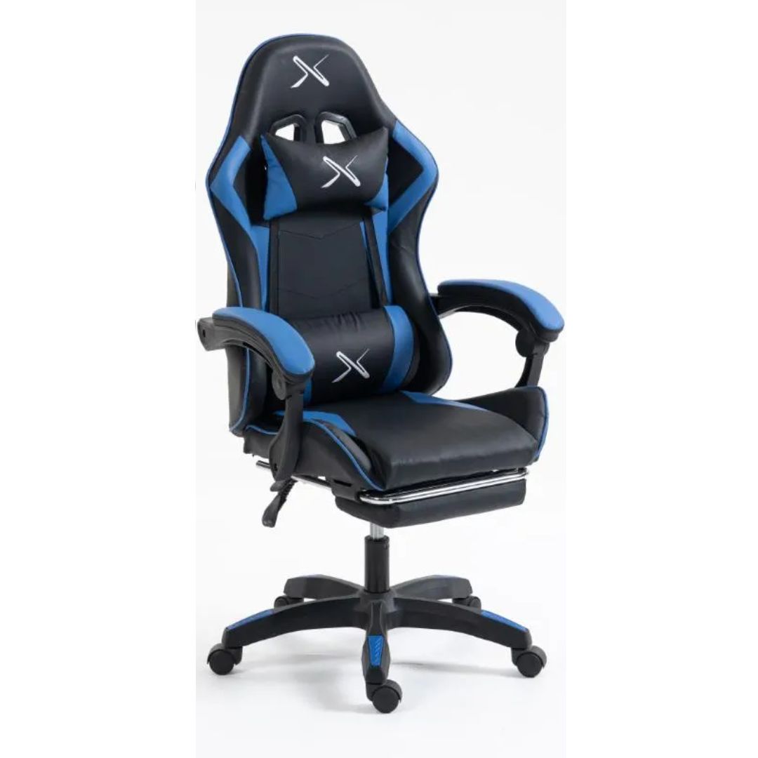 SILLA GAMER LYZOR CON POSAPIES AZUL - SGTWN135A - 2