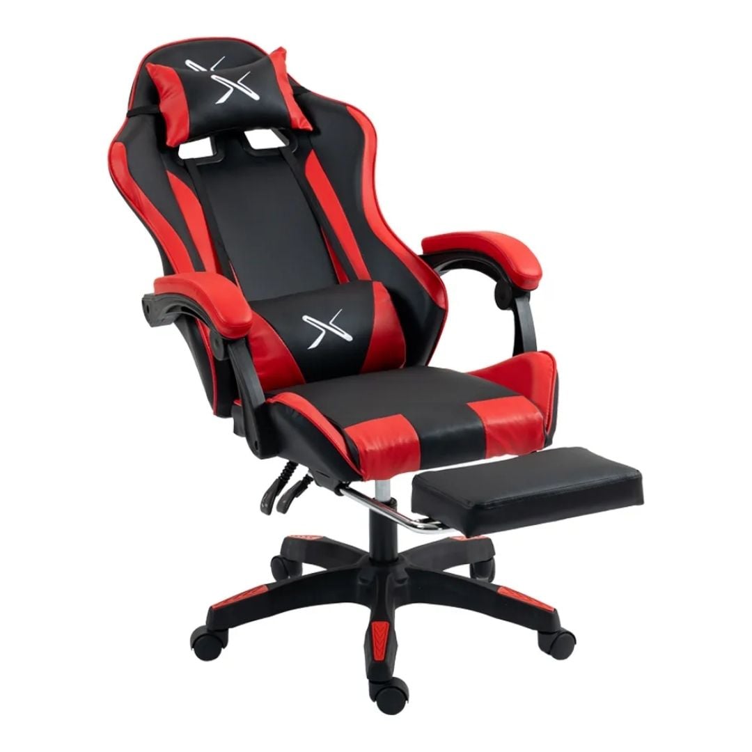 SILLA GAMER LYZOR CON POSAPIES ROJO Y NEGRO - SGRTWN135A - 3