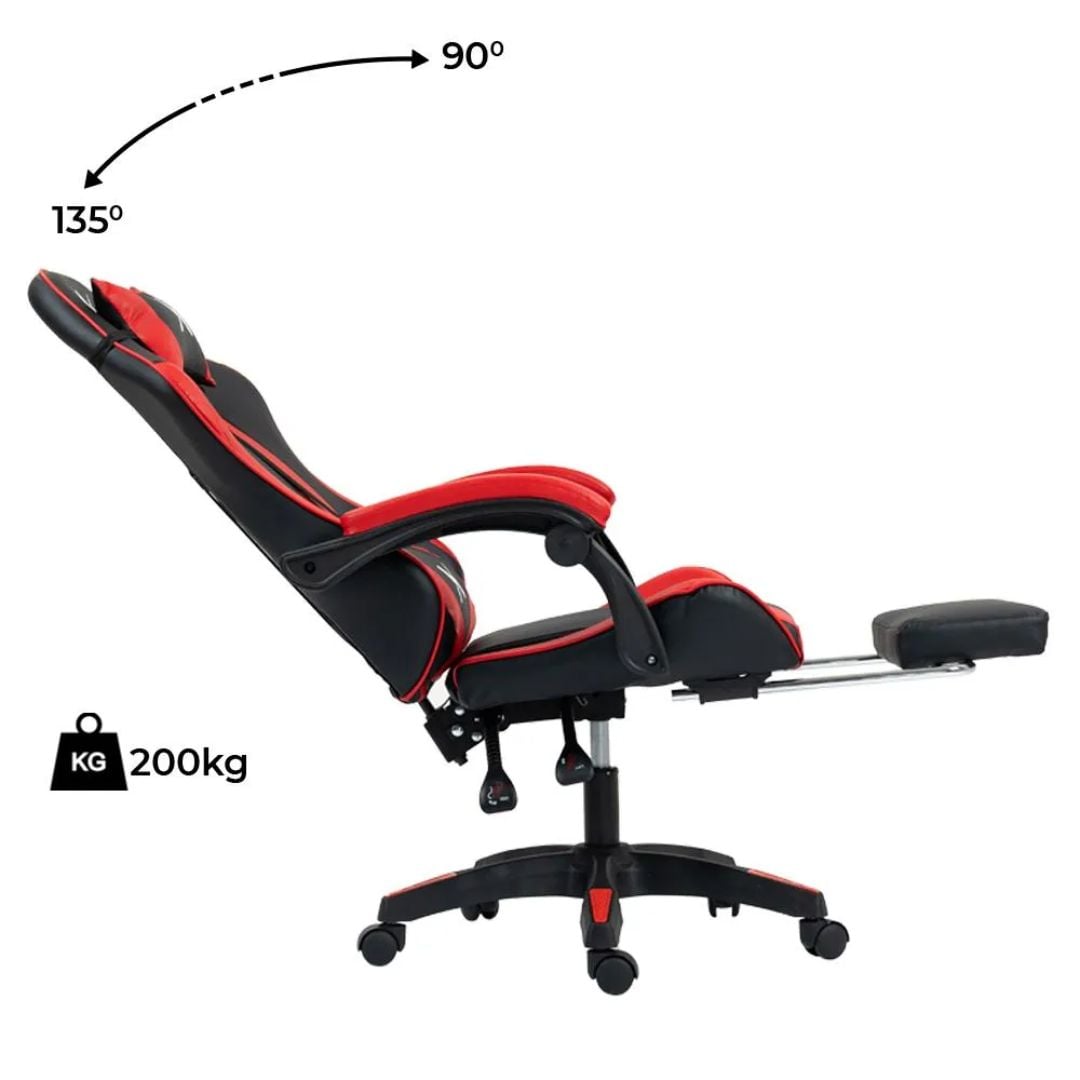 SILLA GAMER LYZOR CON POSAPIES ROJO Y NEGRO - SGRTWN135A - 6