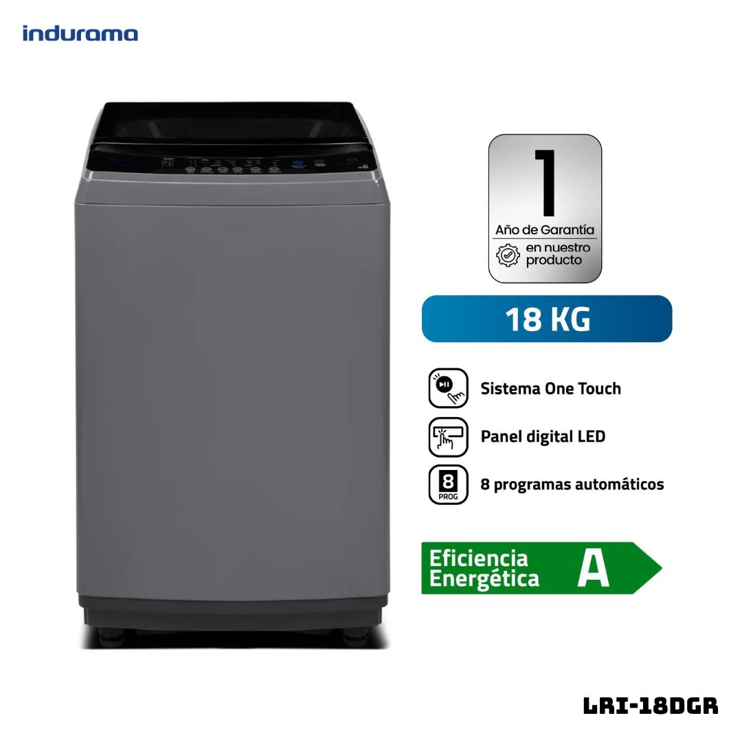 LAVADORA INDURAMA 18 KG CARGA SUPERIOR GRIS OSCURO - LRI-18DGR - 1