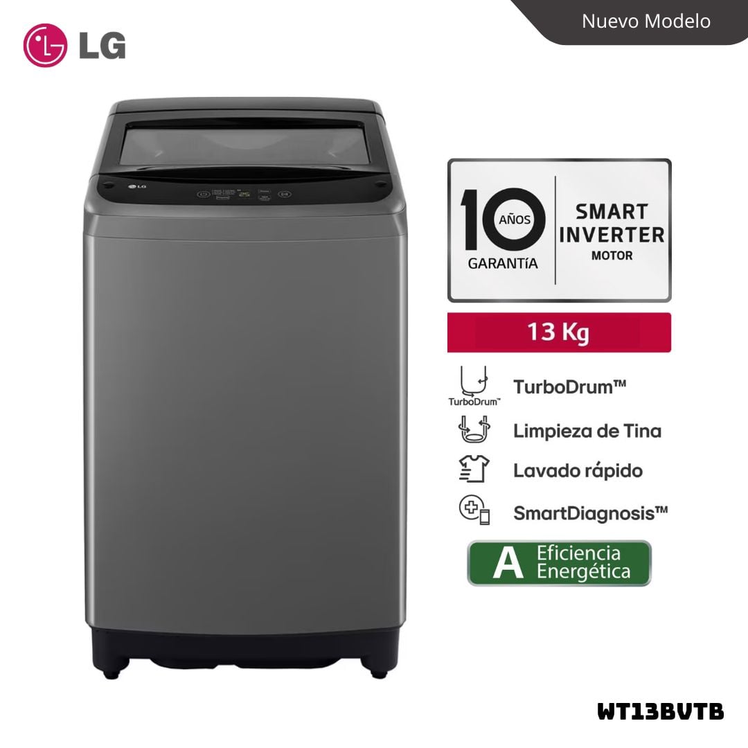 LAVADORA LG TURBODRUM 13 KG CARGA SUPERIOR NEGRO CLARO - WT13BVTB - 1