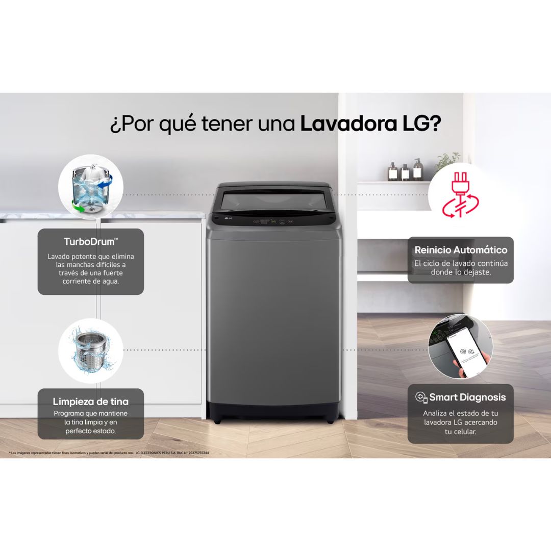 LAVADORA LG TURBODRUM 13 KG CARGA SUPERIOR NEGRO CLARO - WT13BVTB - 5