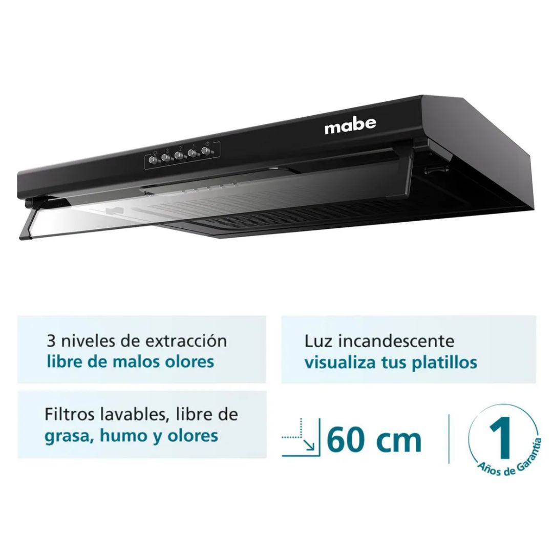 CAMPANA EXTRACTORA MABE 60 CM NEGRO - CMU6020PB0 - 2