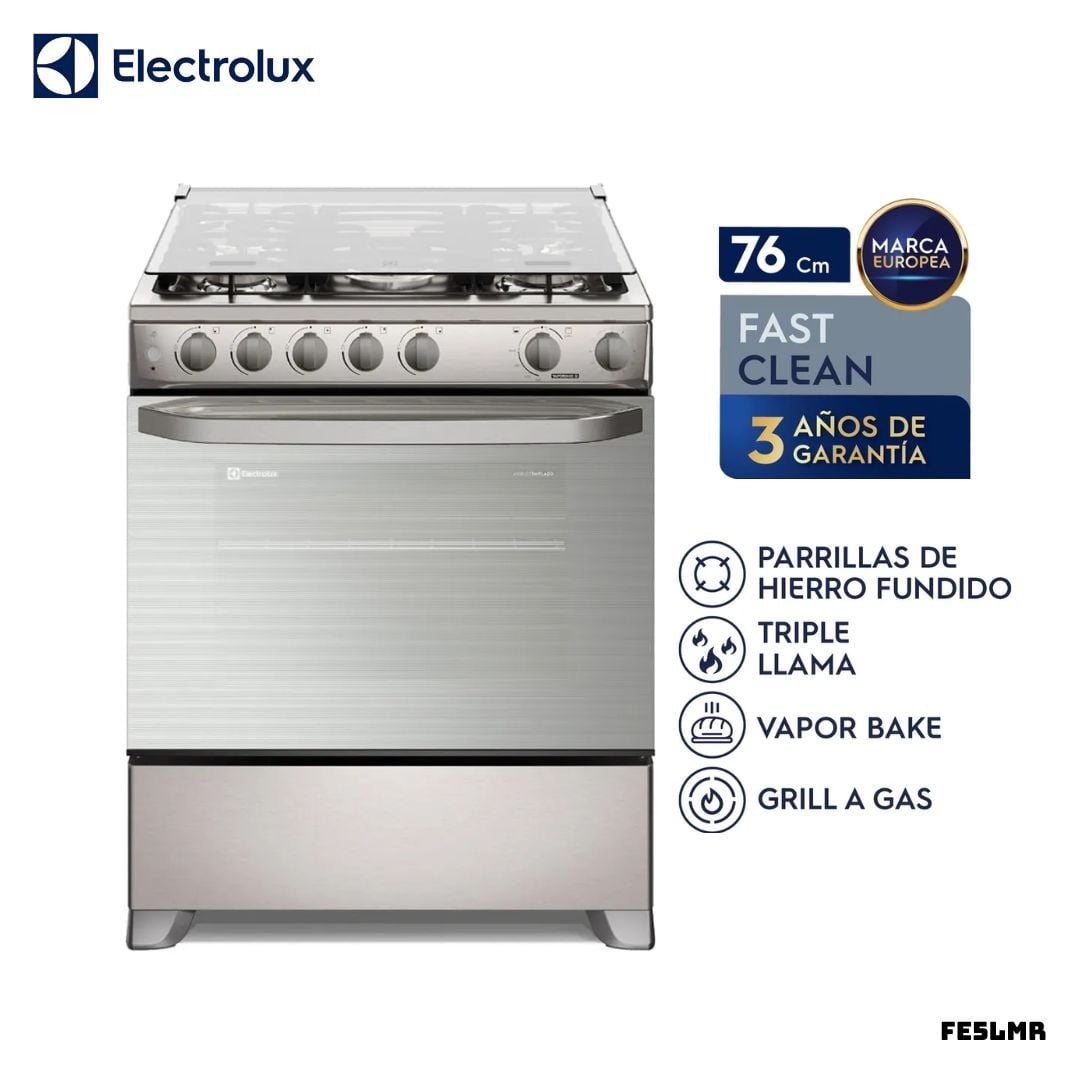COCINA DE PIE ELECTROLUX A GAS 5 HORNILLAS ACERO INOX - FE5LMR - 1