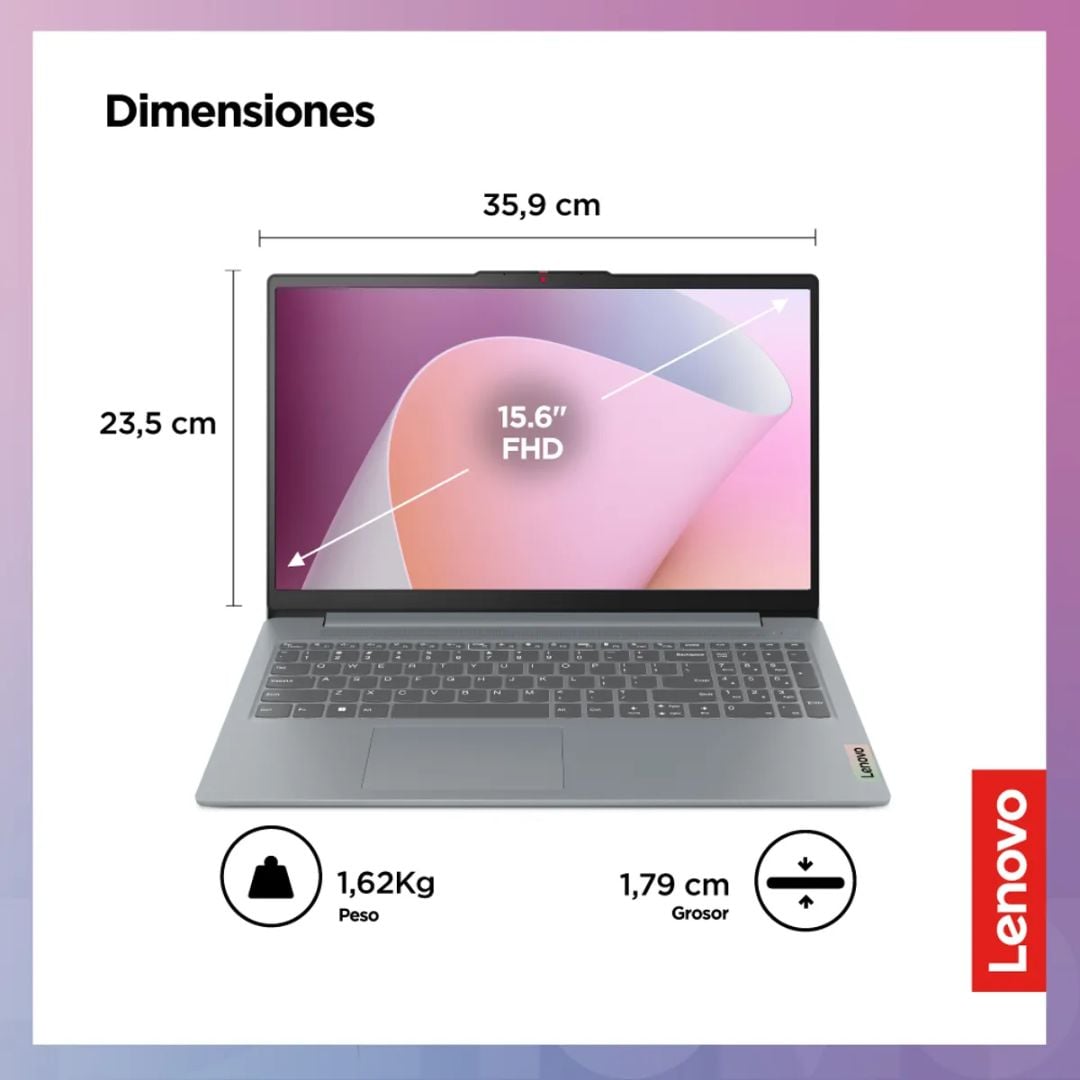 LAPTOP LENOVO IDEAPAD SLIM 3 15.6 FHD AMD RYZEN 5 7520 8GB RAM 512GB SSD + MALETIN LENOVO - 7