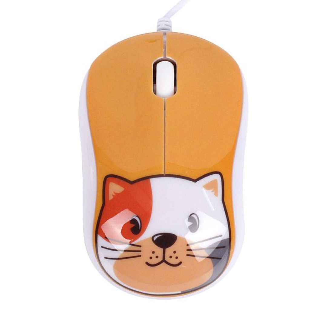 MOUSE ALAMBRICO PARA NIÑOS HALION HA-M202 1000 DPI - CARTOON GATITO - 2