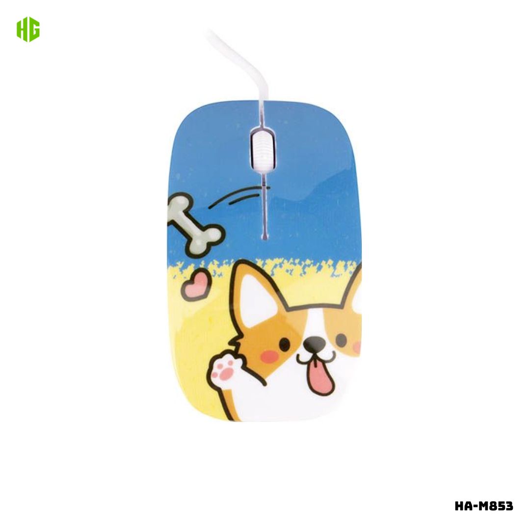 MOUSE ALAMBRICO PARA NIÑOS HALION HA-M853 1000 DPI - CARTOON PERRITO - 1