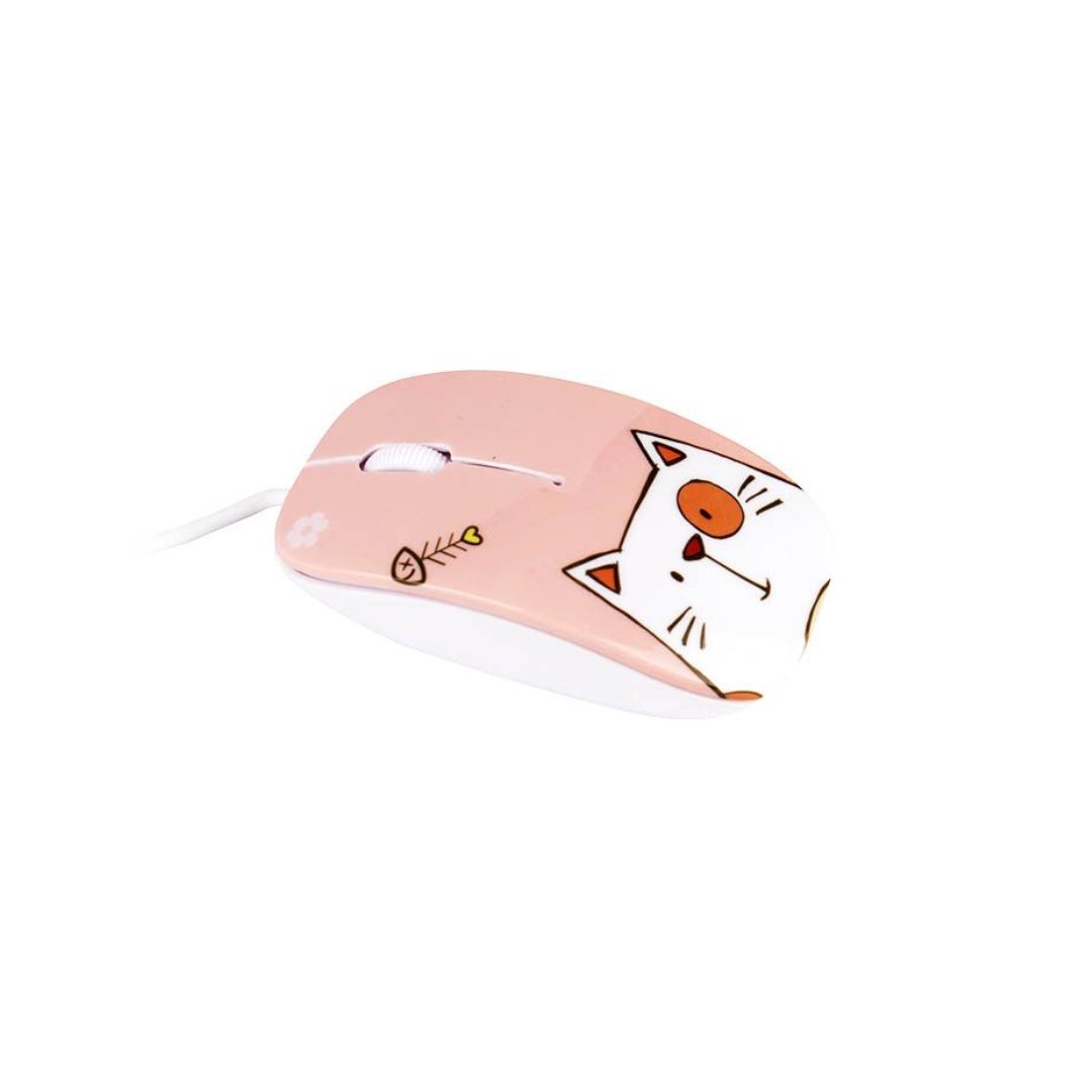 MOUSE ALAMBRICO PARA NIÑOS HALION HA-M853 1000 DPI - CARTOON GATITO - 3