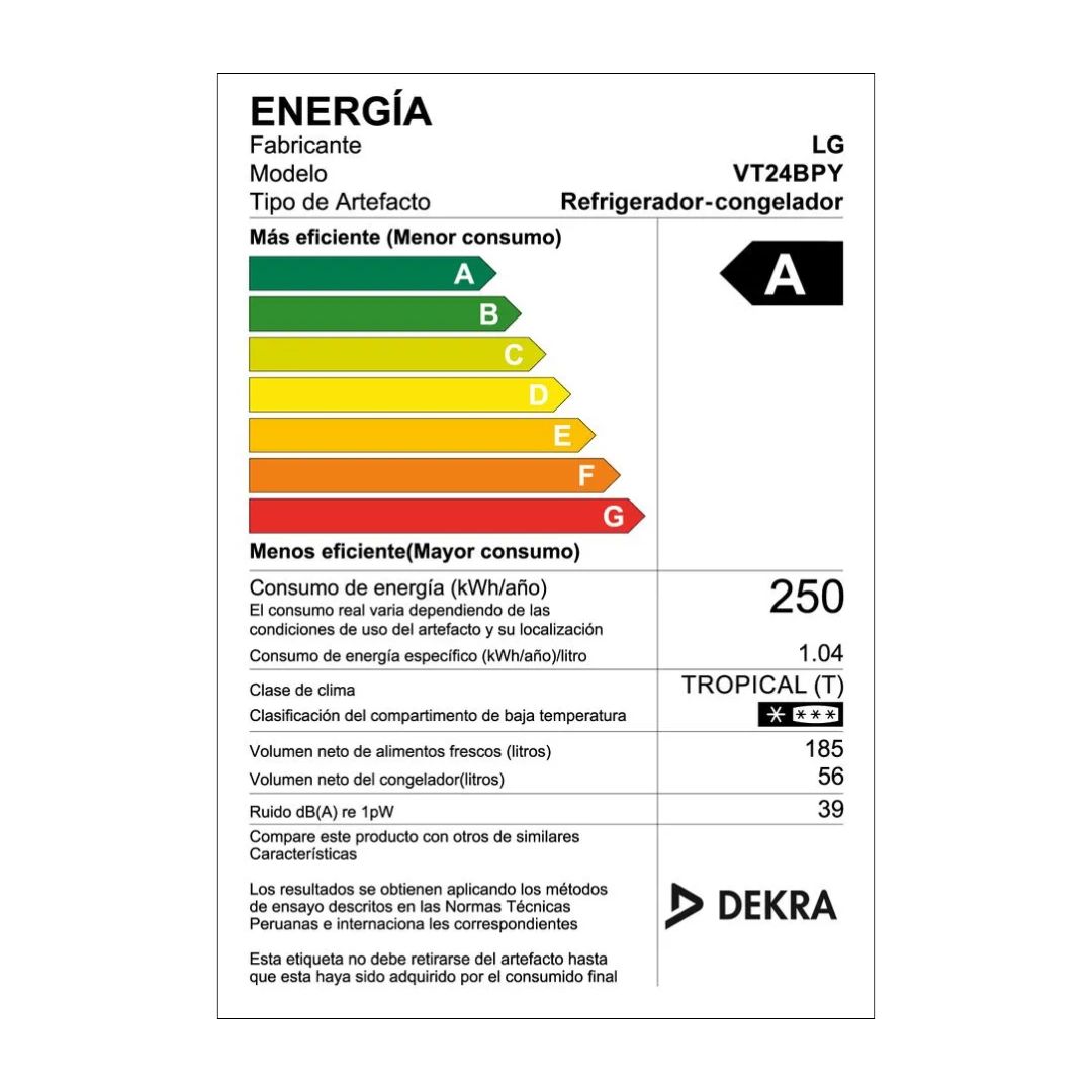 REFRIGERADORA LG 241 L TOP FREEZER PLATEADO - VT24BPY - 8
