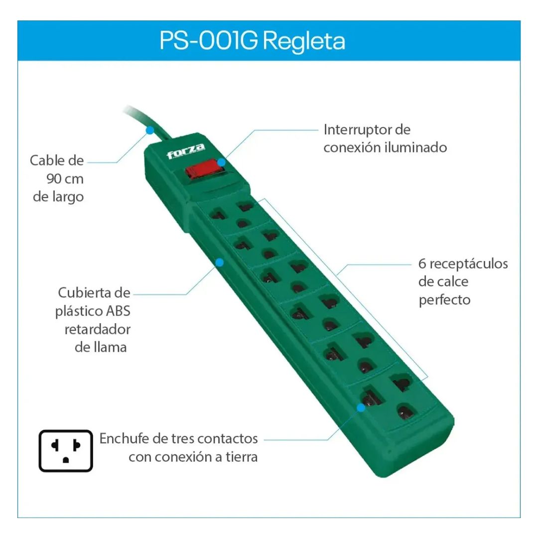 SUPRESOR FORZA 110V-220V 2200W 6T - PS-001G - 2