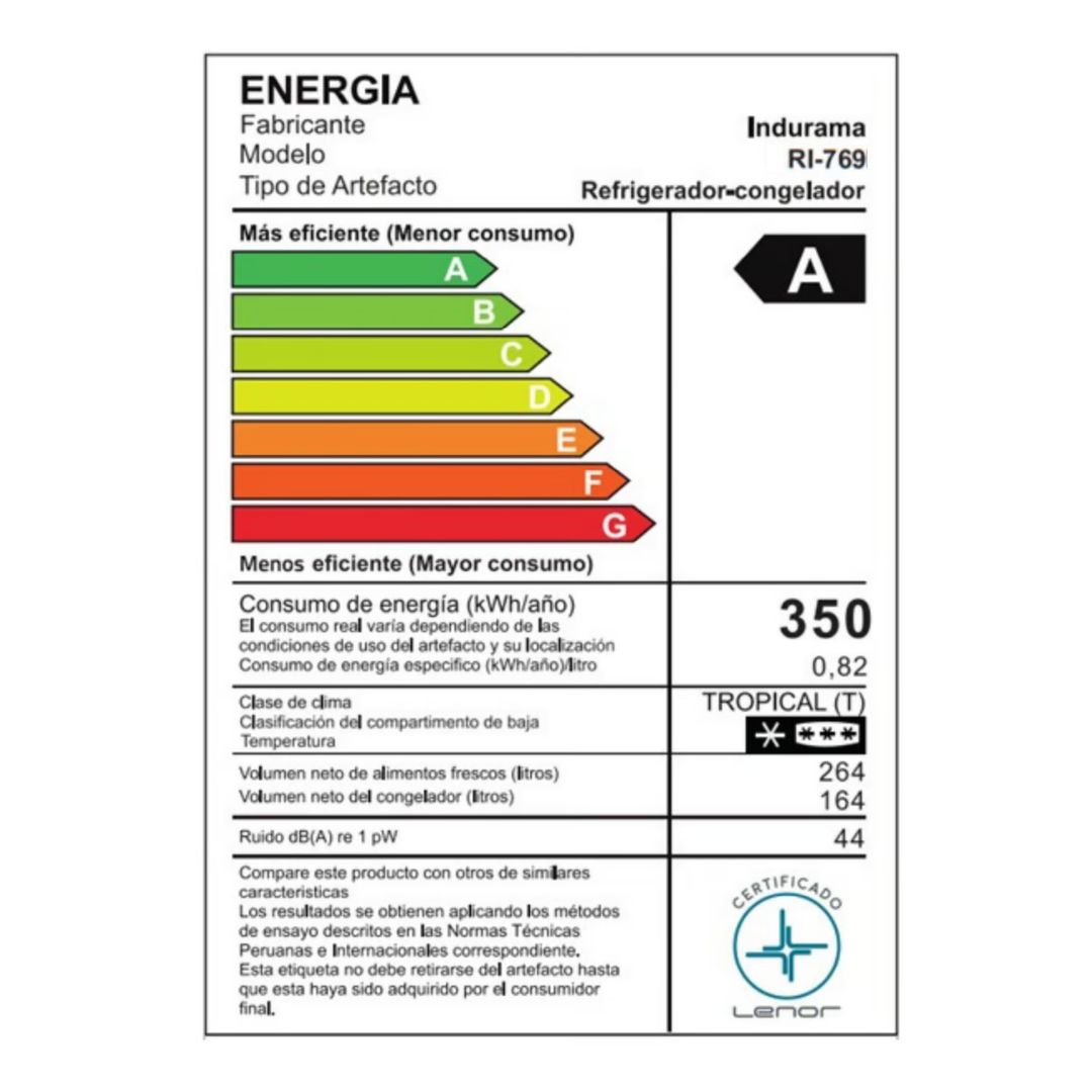REFRIGERADORA INDURAMA 428 L SIDE BY SIDE PLATEADO - RI-769 - 8