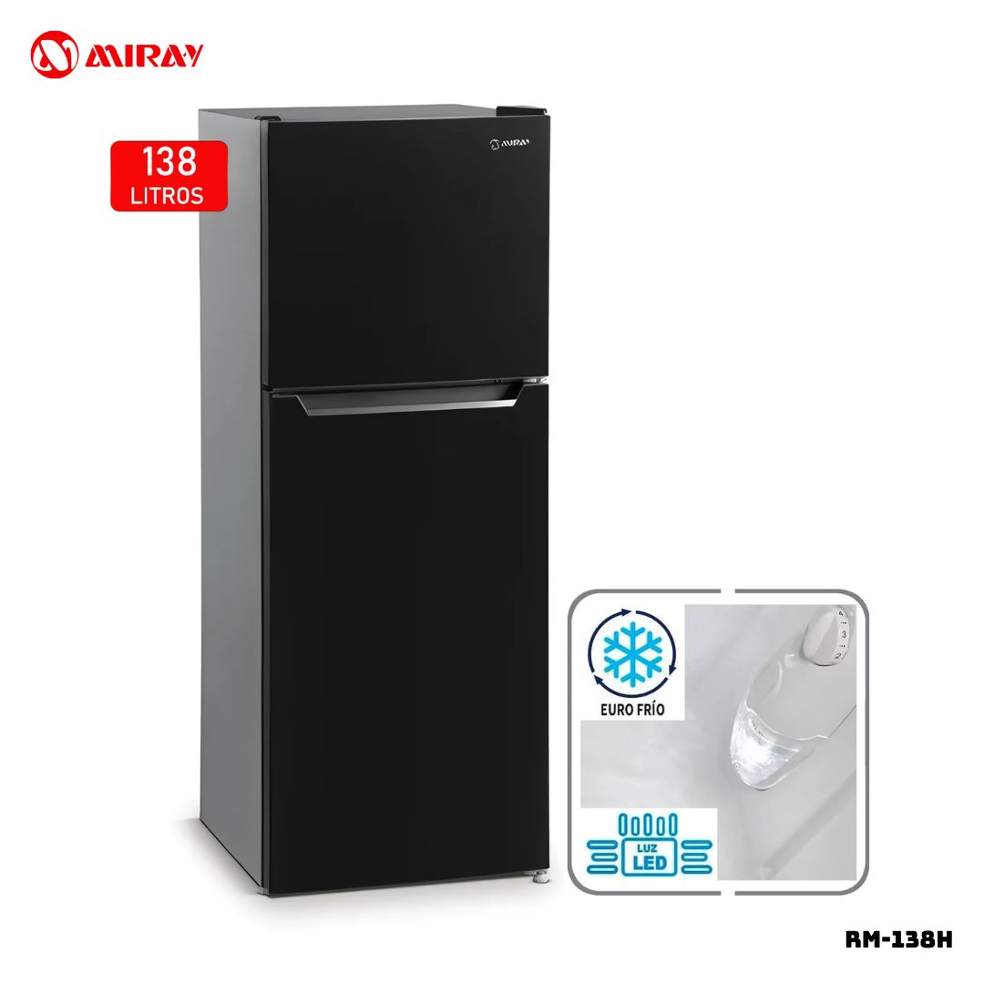 REFRIGERADORA MIRAY EUROFRIO 135 L TOP FREEZER NEGRO - RM-138HD - 1