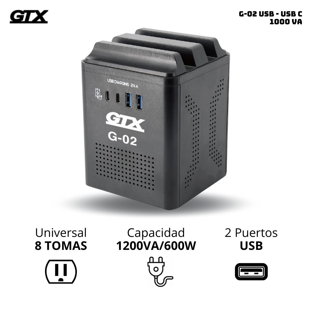 ESTABILIZADOR GTX 1000 VA USB - USB C - G-02 - 1