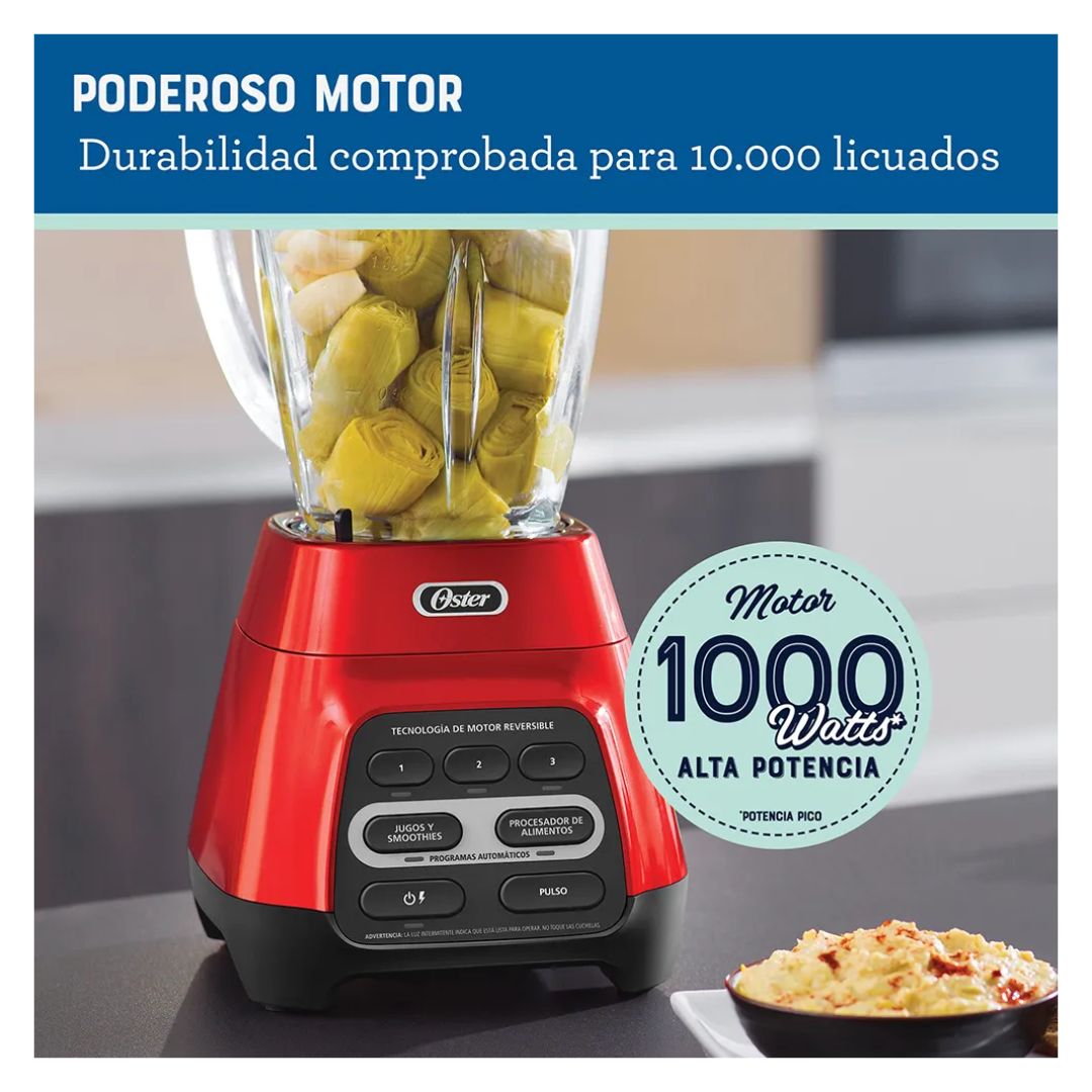 LICUADORA OSTER 3 VELOCIDADES 1000W REVERSIBLE ROJA - BLSTPYG1310RBG - 6