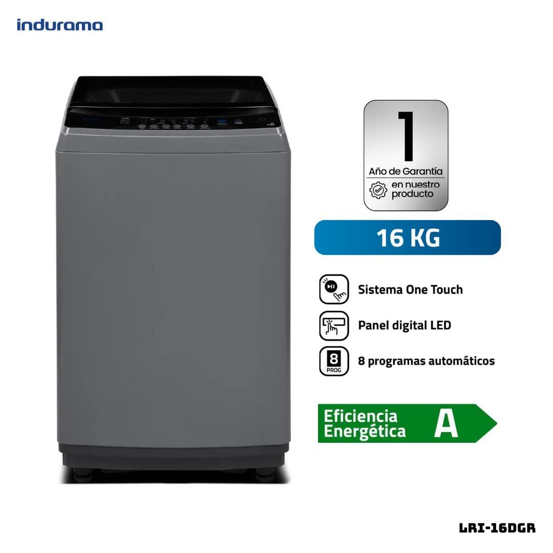 LAVADORA INDURAMA 16 KG CARGA SUPERIOR GRIS OSCURO - LRI-16DGR - 1