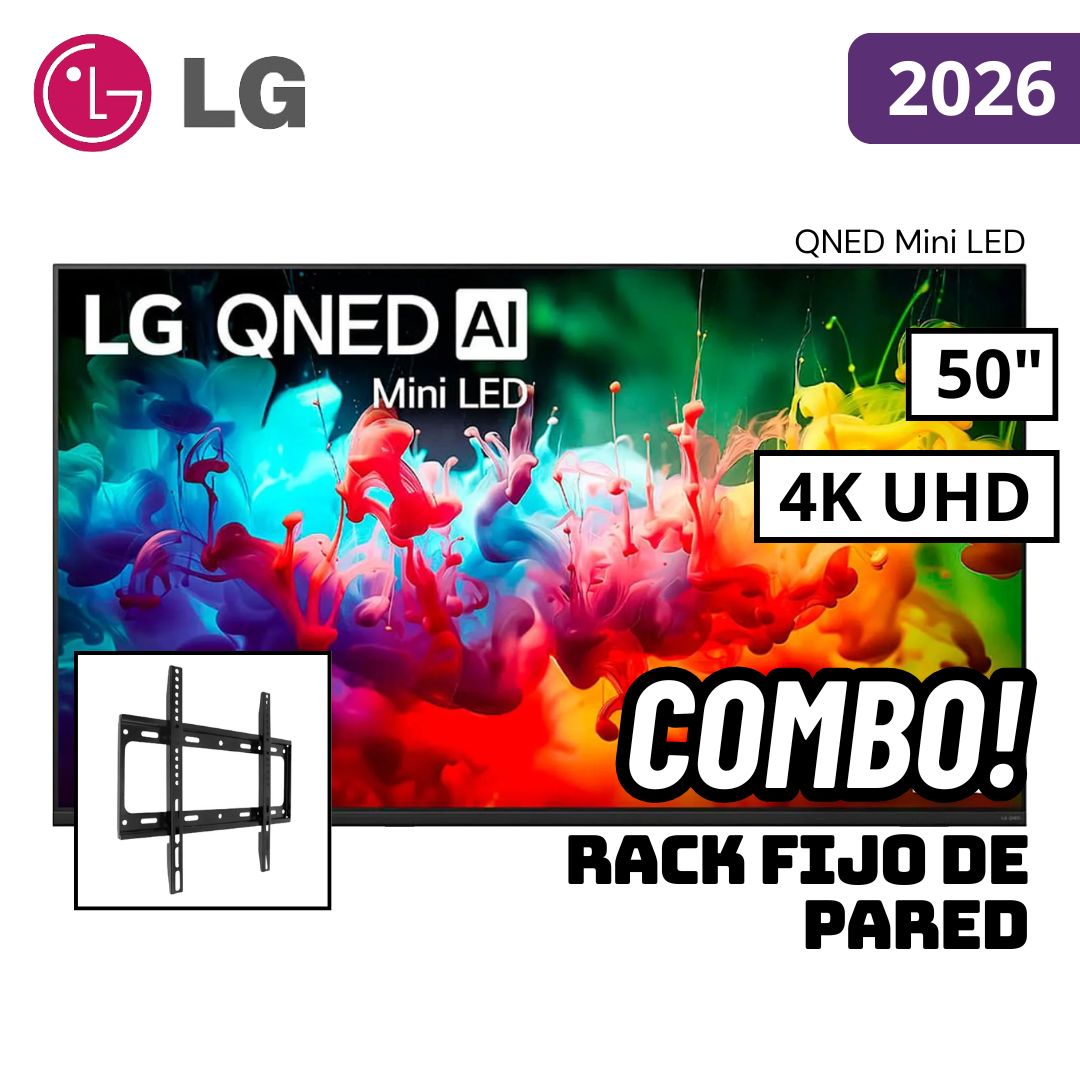 TELEVISOR LG 50 QNED MINILED SMART TV THINQ AI WEBOS HUB 4K UHD 2026 - 50QNED70BSA + RACK FIJO - 1