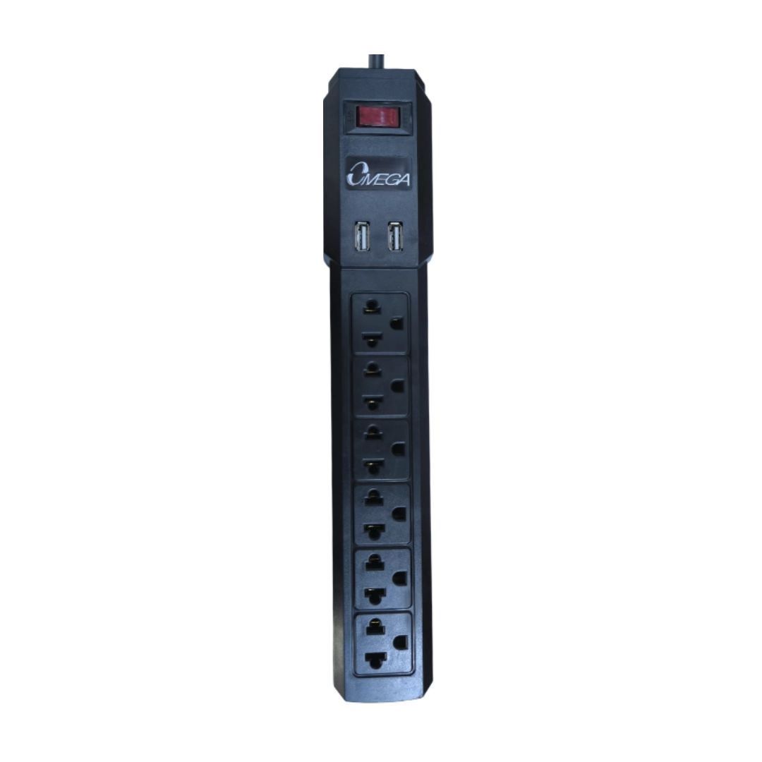 SUPRESOR OMEGA 125V-250V 2500W 6T 2USB - 491144BK - 2