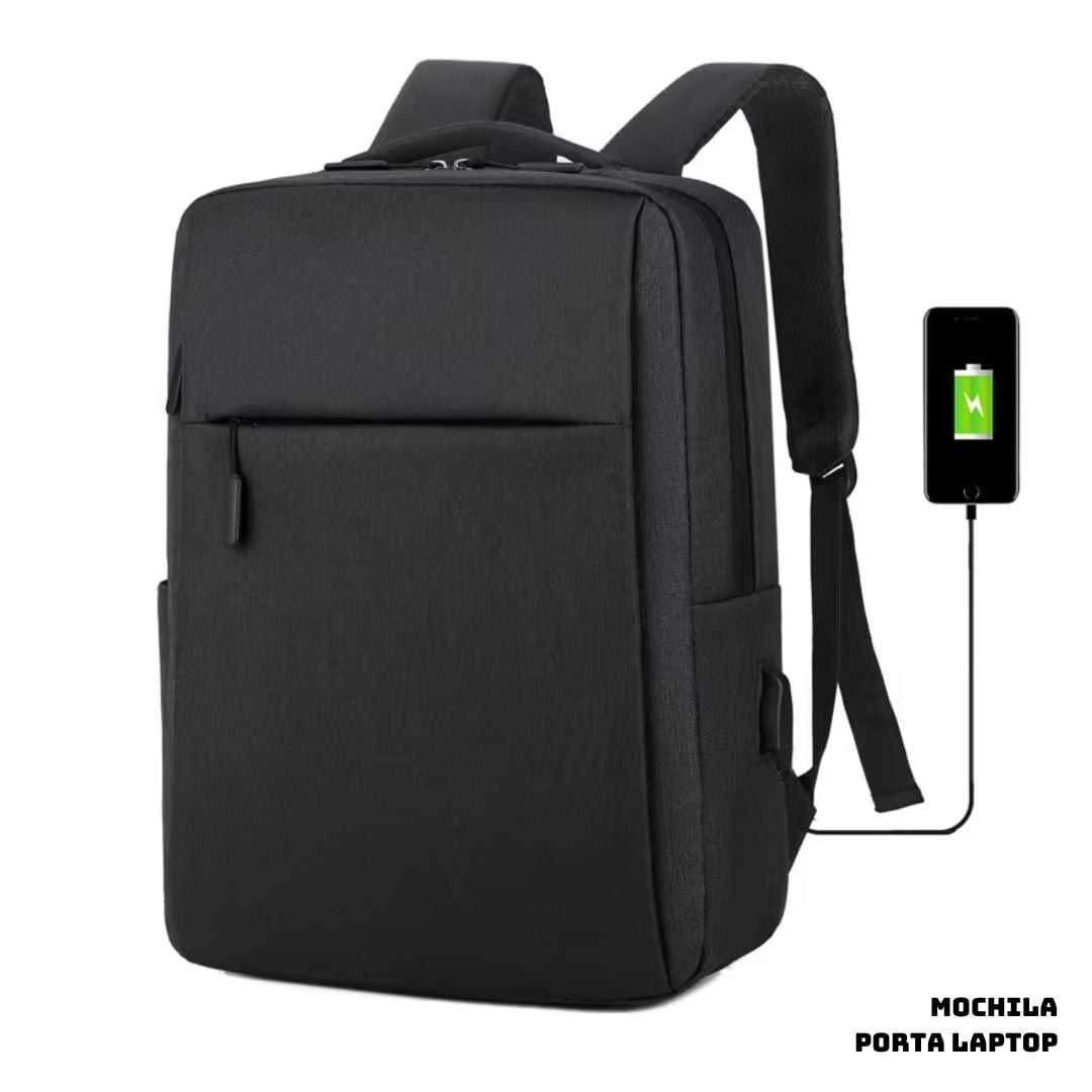 MOCHILA PORTA LAPTOP MINIMALISTA - NEGRO - 1