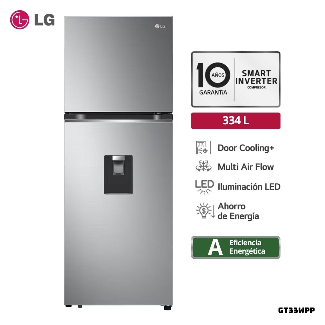 REFRIGERADORA LG 334 L TOP FREEZER PLATEADO - GT33WPP - 1
