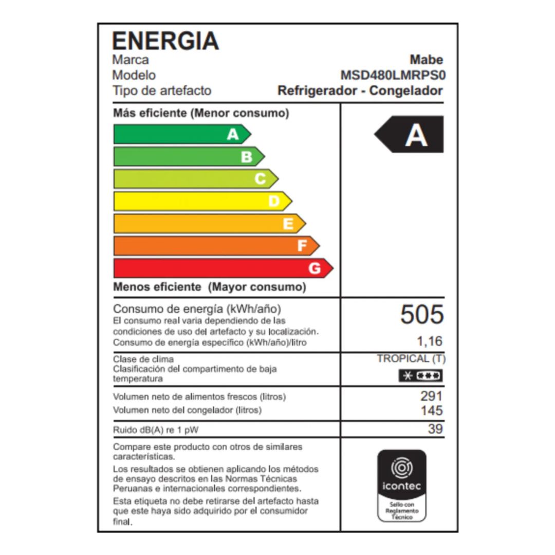 REFRIGERADORA MABE 436 L SIDE BY SIDE NEGRO - MSD480LMRPS - 8