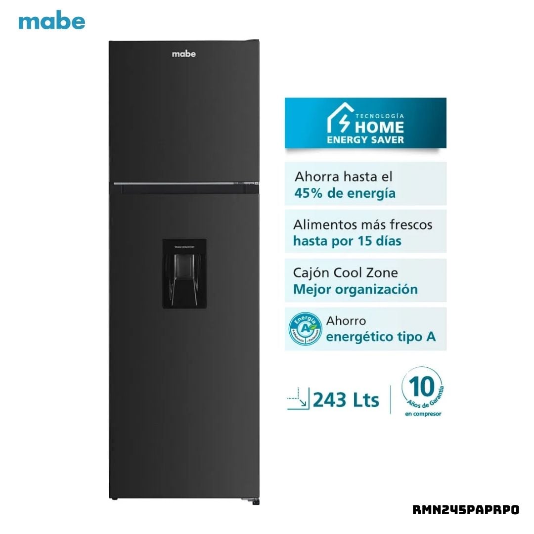 REFRIGERADORA MABE 243 L TOP FREEZER CON DISP DE AGUA GRAFITO - RMN245PAPRP0 - 1