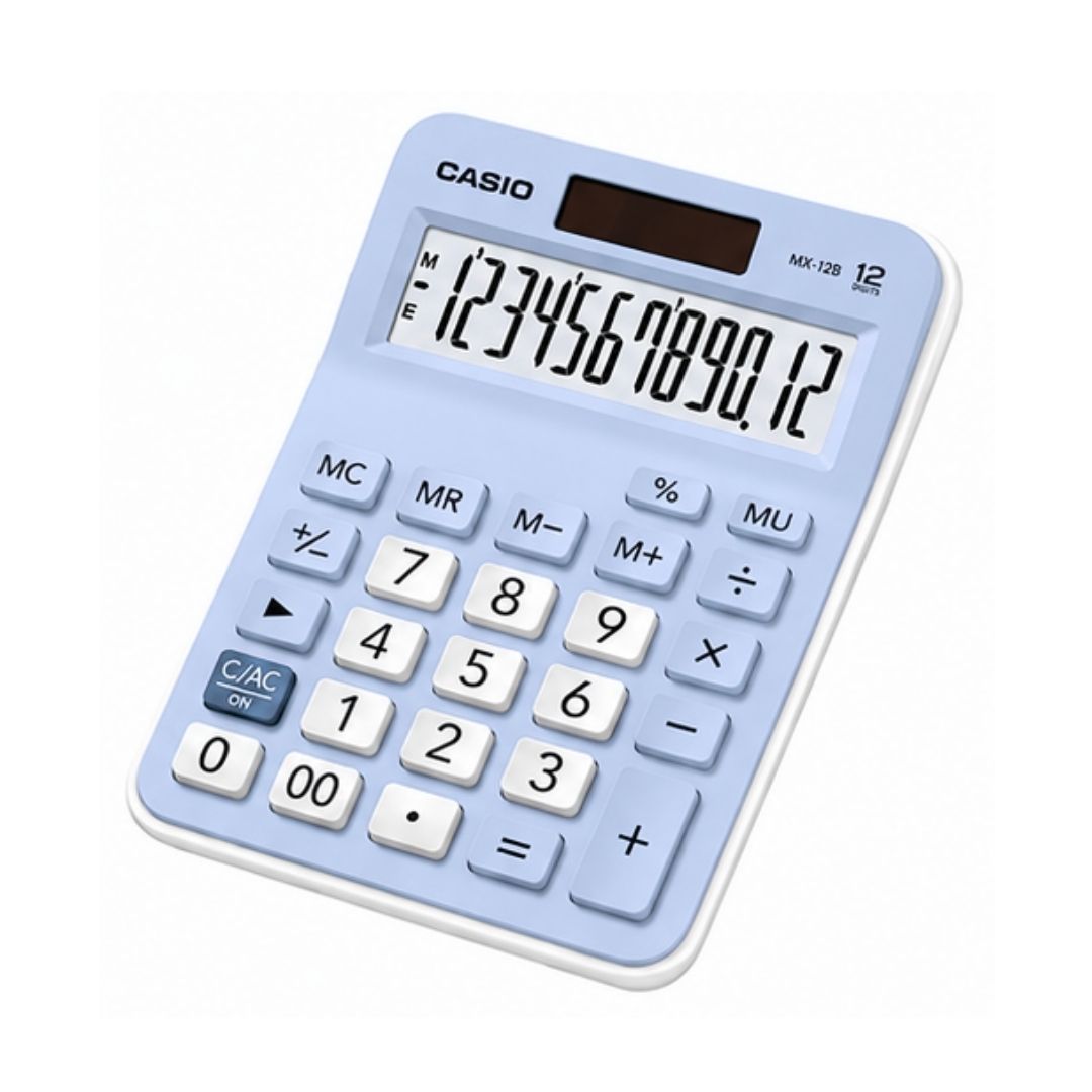 CALCULADORA DE MESA CASIO CON PANEL SOLAR MX-12B-LB - CELESTE - 3