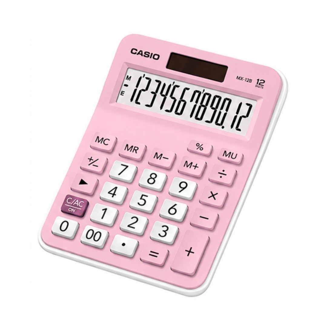 CALCULADORA DE MESA CASIO CON PANEL SOLAR MX-12B-PK - ROSADO - 3