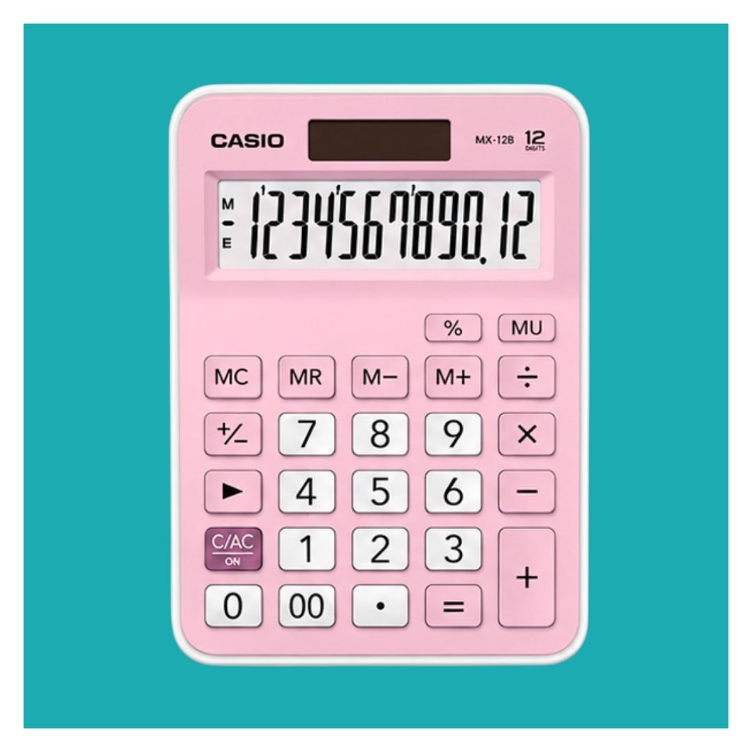 CALCULADORA DE MESA CASIO CON PANEL SOLAR MX-12B-PK - ROSADO - 4
