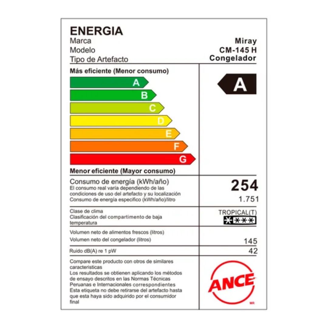 CONGELADORA MIRAY 145 L BLANCO CROMA - CM-145H - 7