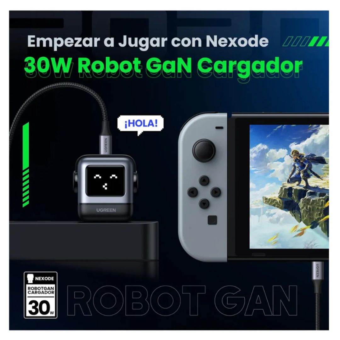 CARGADOR UGREEN ROBOT CON PANTALLA LED 30W CARGA RAPIDA - 6