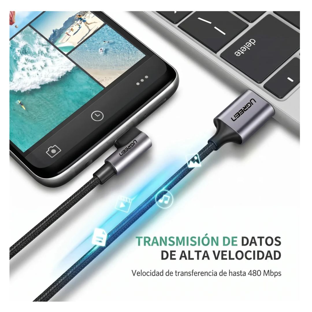 CABLE UGREEN ANGULO DE 90 18W CARGA RAPIDA 1 METRO - 5