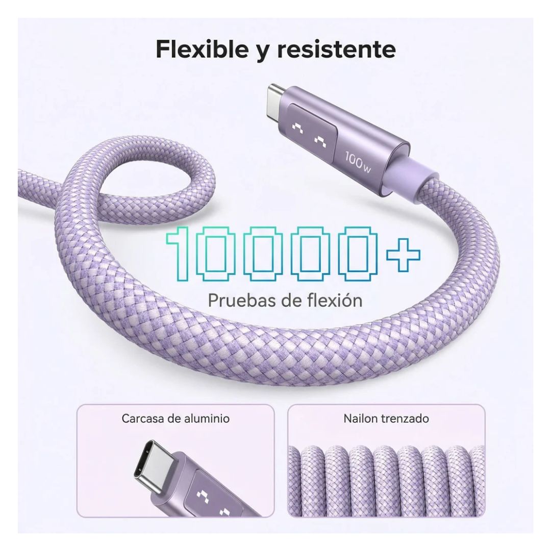 CABLE UGREEN 100W 1 M CARGA RAPIDA LED PURPURA - 6