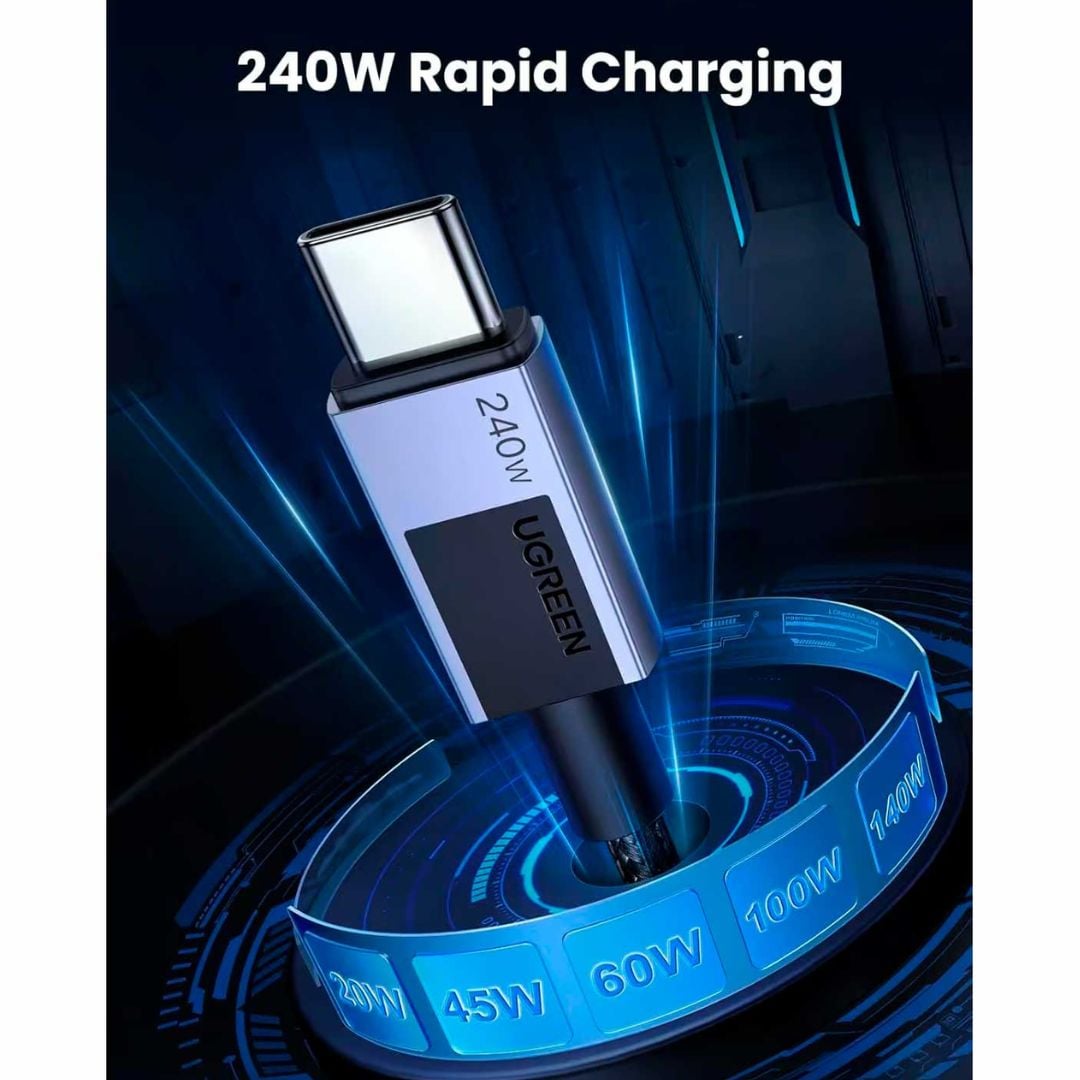CABLE UGREEN TRENZADO USB-C 240W 1 METRO CARGA RAPIDA - 5