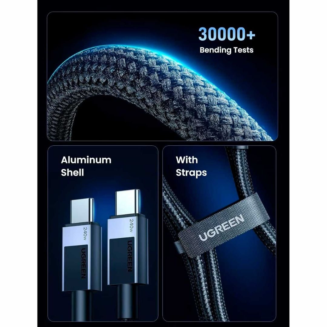CABLE UGREEN TRENZADO USB-C 240W 1 METRO CARGA RAPIDA - 8