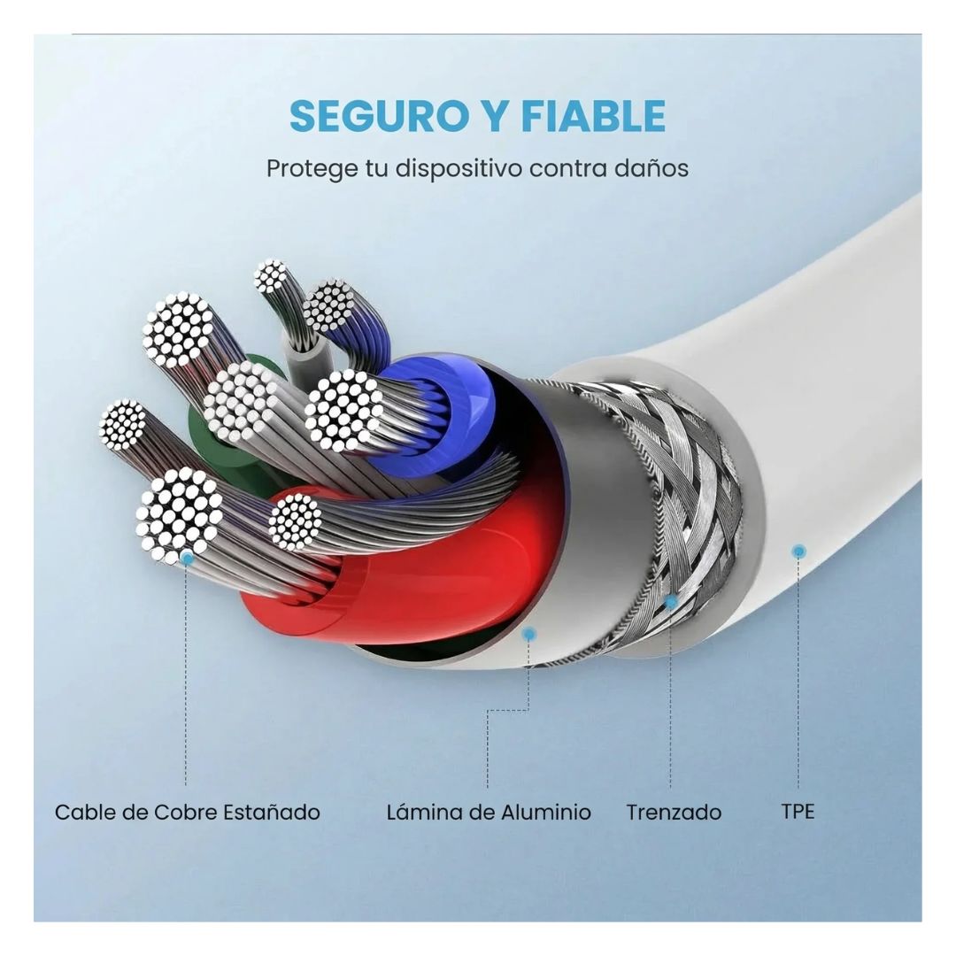 CABLE UGREEN 1 METRO US171 BLANCO 10493 USB-C A LIGHTNING - 5