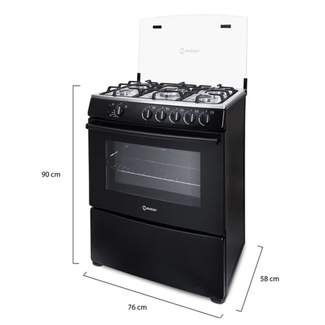 COCINA A GAS MIRAY GIRASOL PLUS GLP 5 HORNILLAS - NEGRO - 3