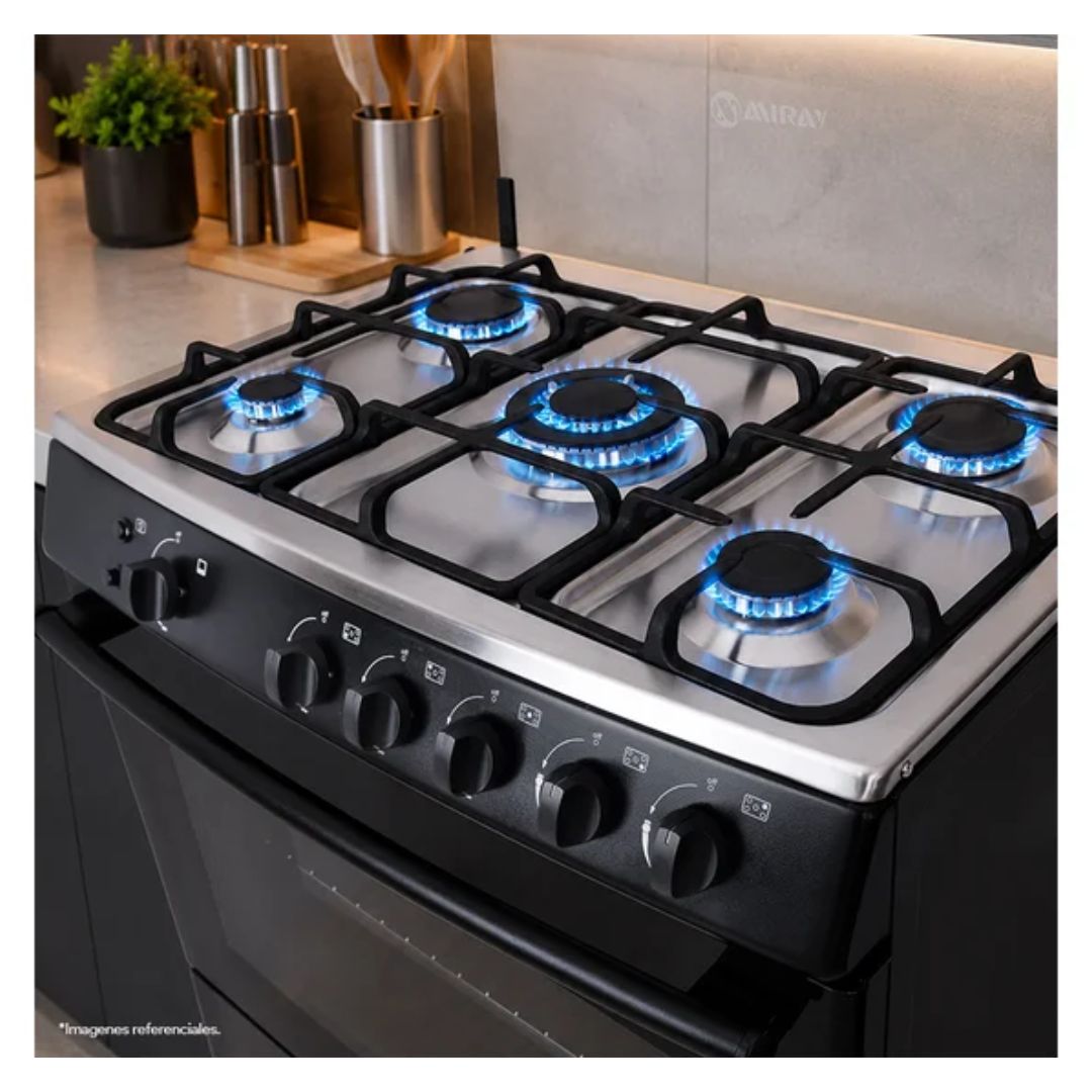 COCINA A GAS MIRAY GIRASOL PLUS GLP 5 HORNILLAS - NEGRO - 6