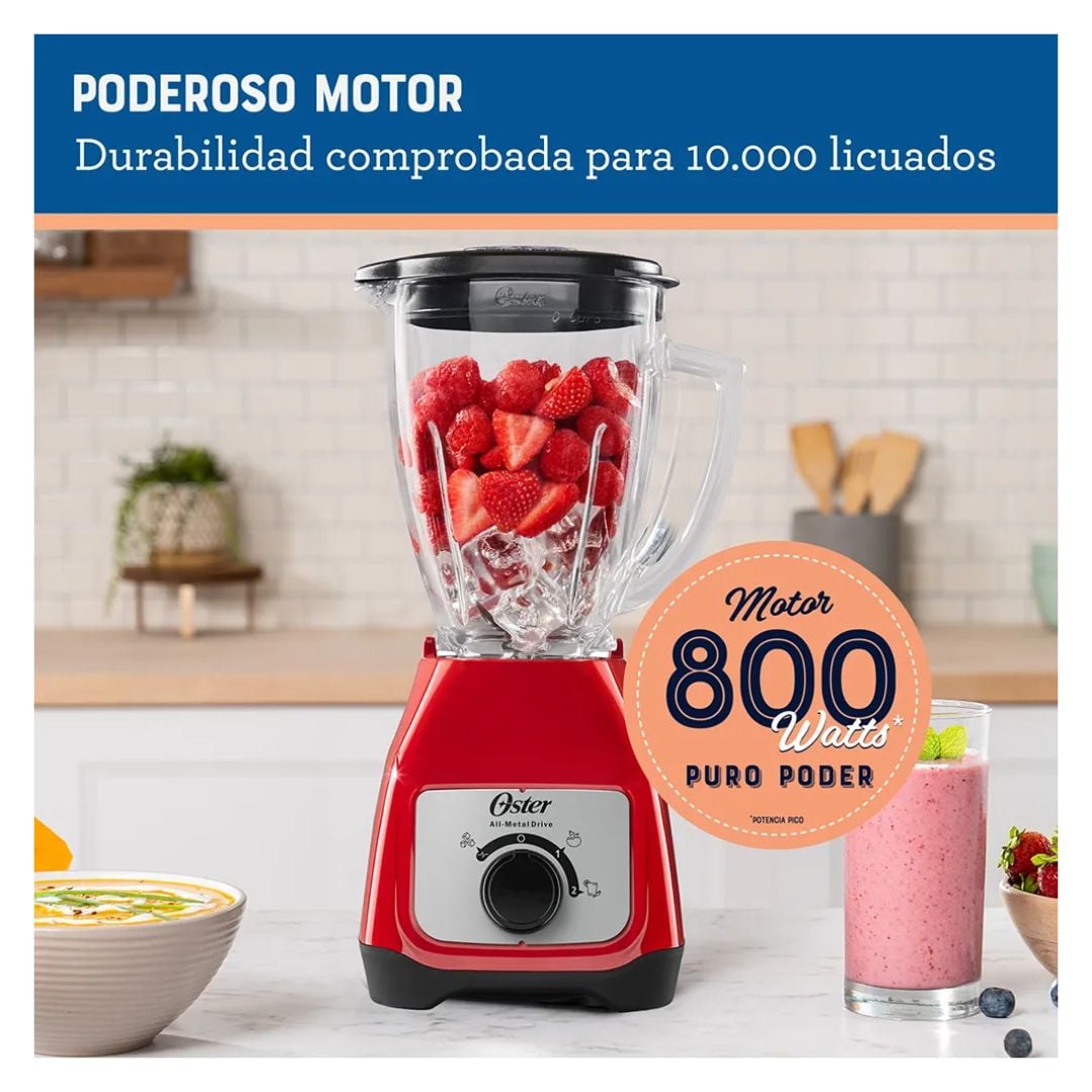 LICUADORA OSTER 2 VELOCIDADES 800W ROJA - BLSTKAGRRD - 5