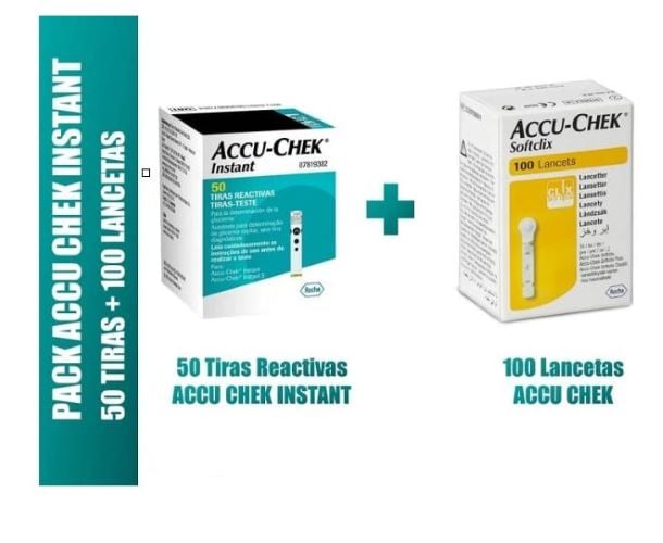 TIRAS REACTIVAS ACCU-CHECK INSTANT S 50 UND + LANCETAS 100 UND. - 1