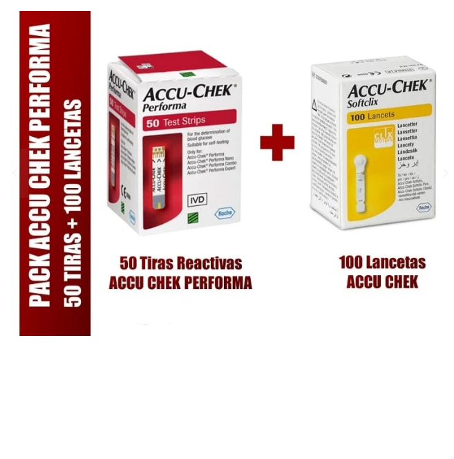 TIRAS REACTIVAS ACCU-CHECK PERFORMA 50 UND+ LANCETAS 100 UND - 1