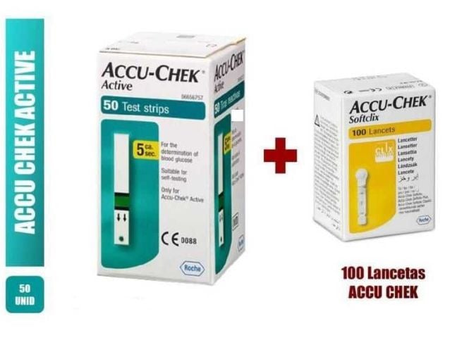 TIRA ACCU-CHEK ACTIVE 50 UND MAS 100 LANCETAS - 1