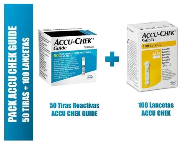 TIRAS REACTIVAS ACCU-CHECK GUIDE 50 UND+ LANCETAS 100 UND - 1