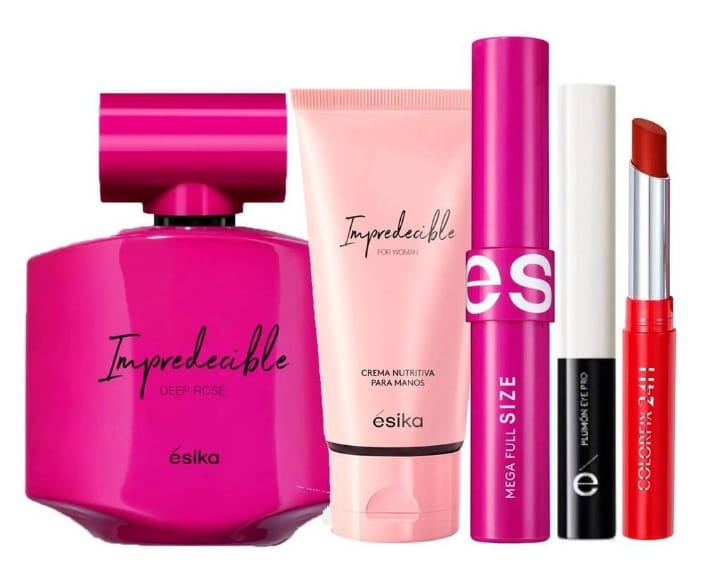 IMPREDECIBLE DEEP ROSE PERFUME MUJER CON CREMA Y MAQUILLAJE X3 - 1