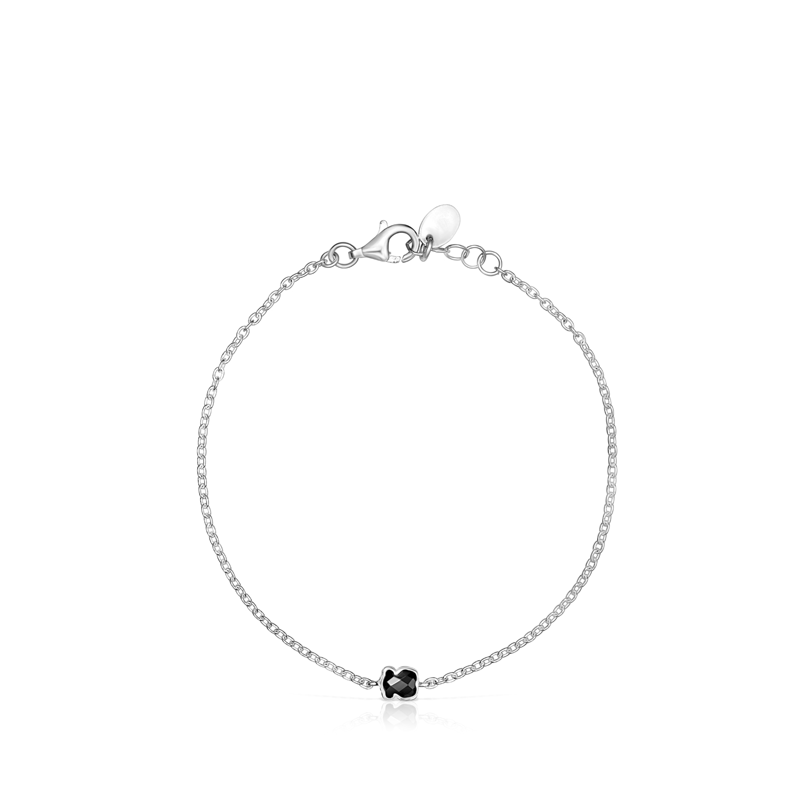 PULSERA PLATA 1 LEY OSO ONIX 4MM - 2