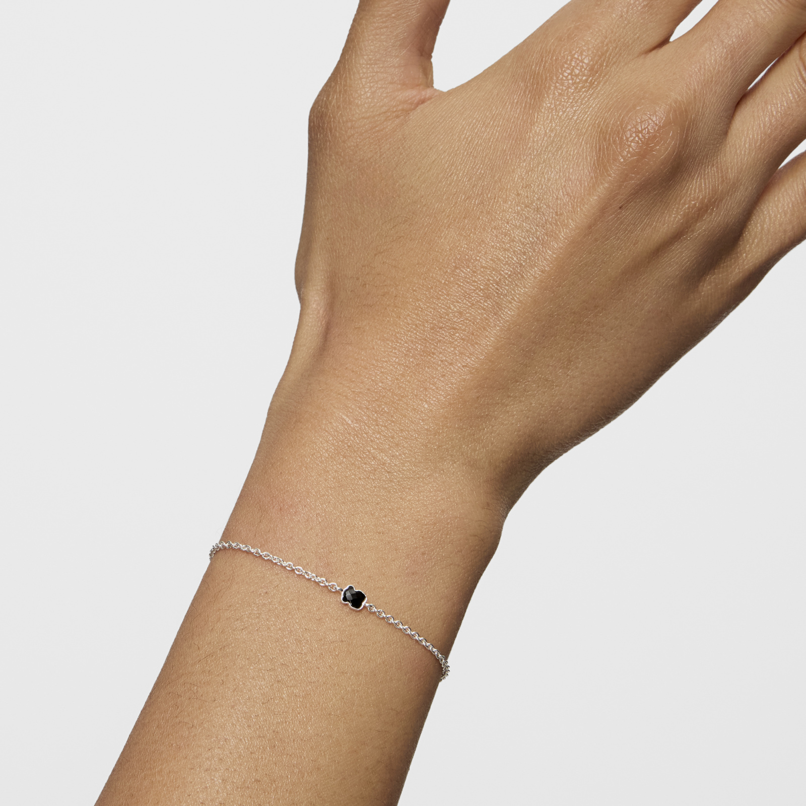 PULSERA PLATA 1 LEY OSO ONIX 4MM - 7