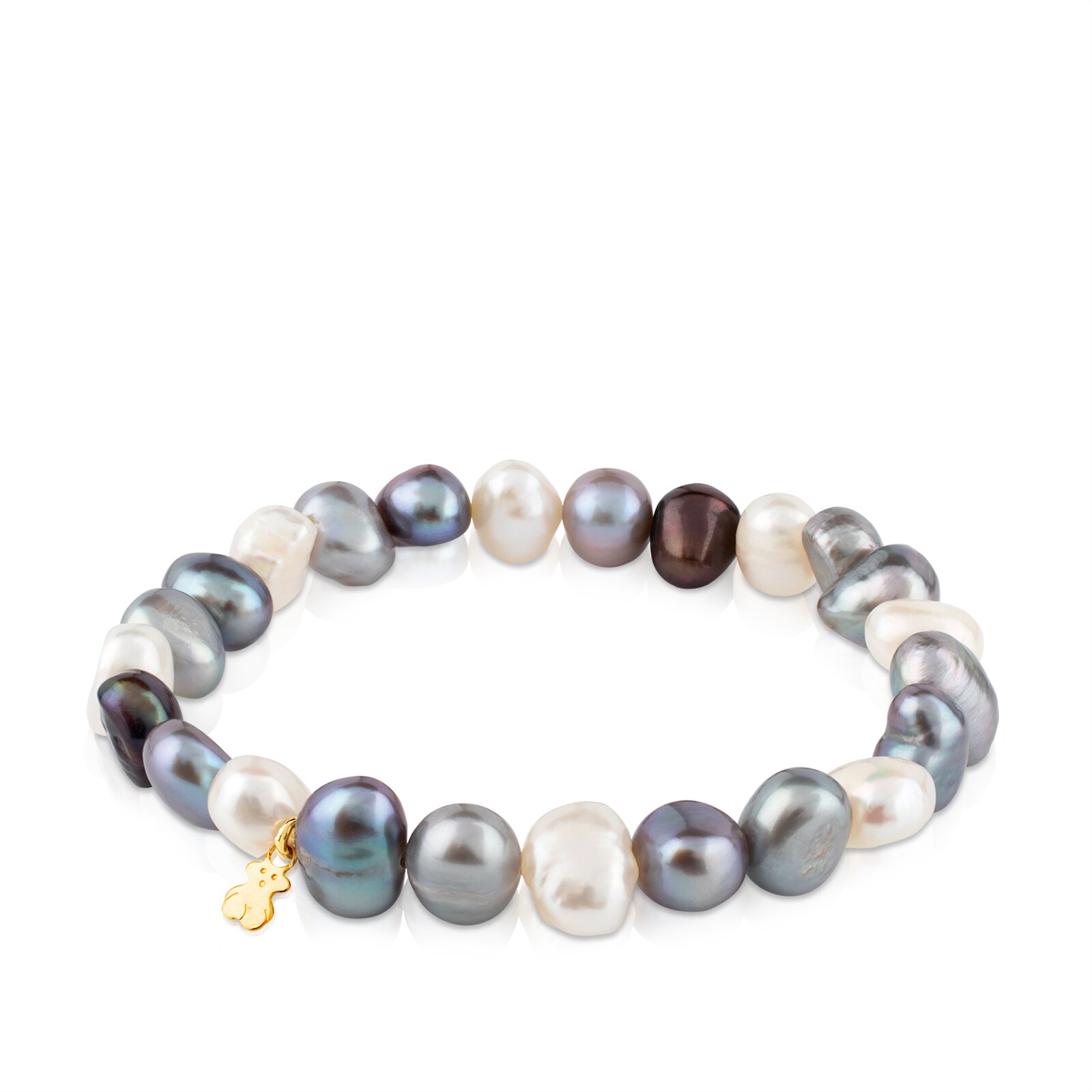 PULSERA PERLA BLANCA-GRIS ORO 1 LEY - 7