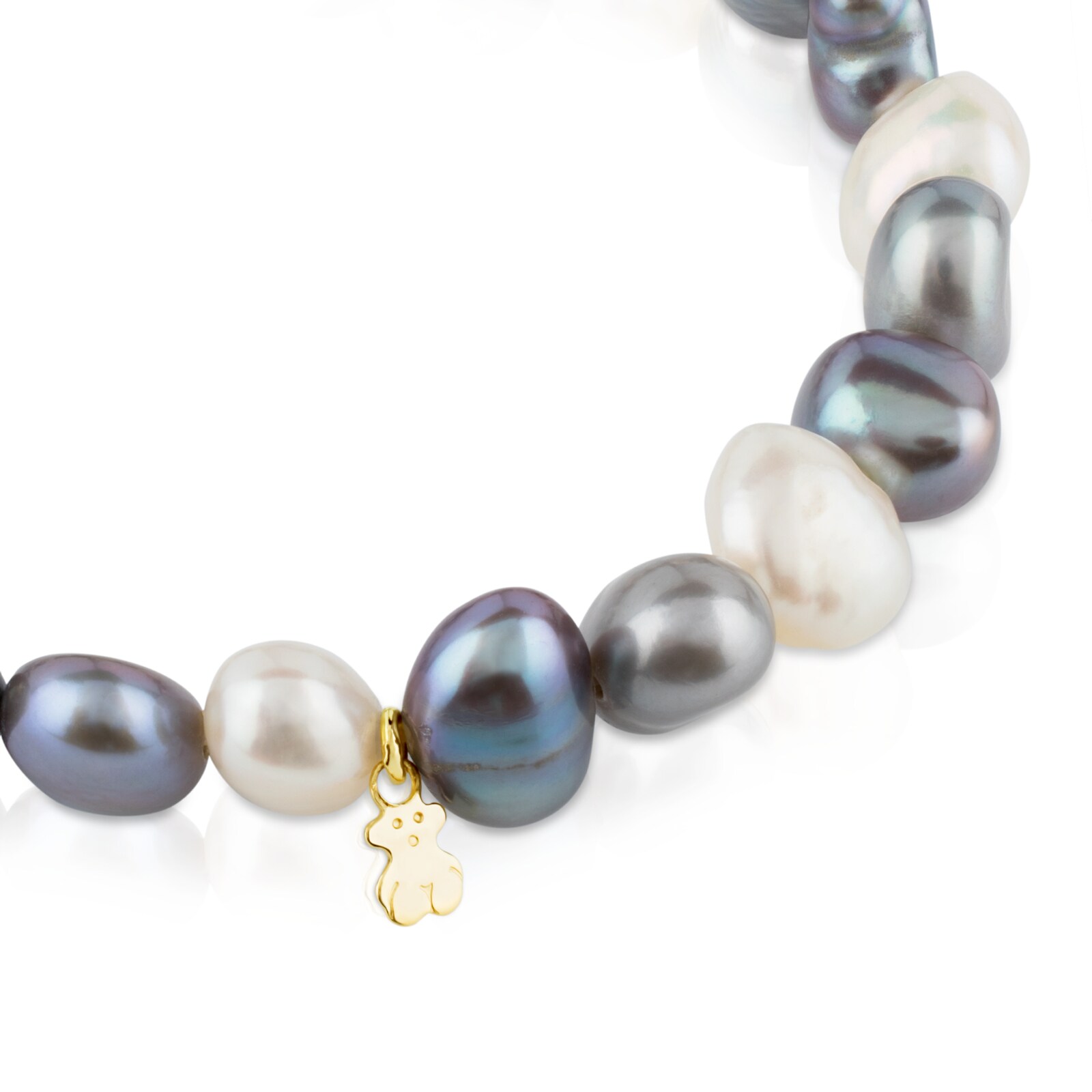 PULSERA PERLA BLANCA-GRIS ORO 1 LEY - 8