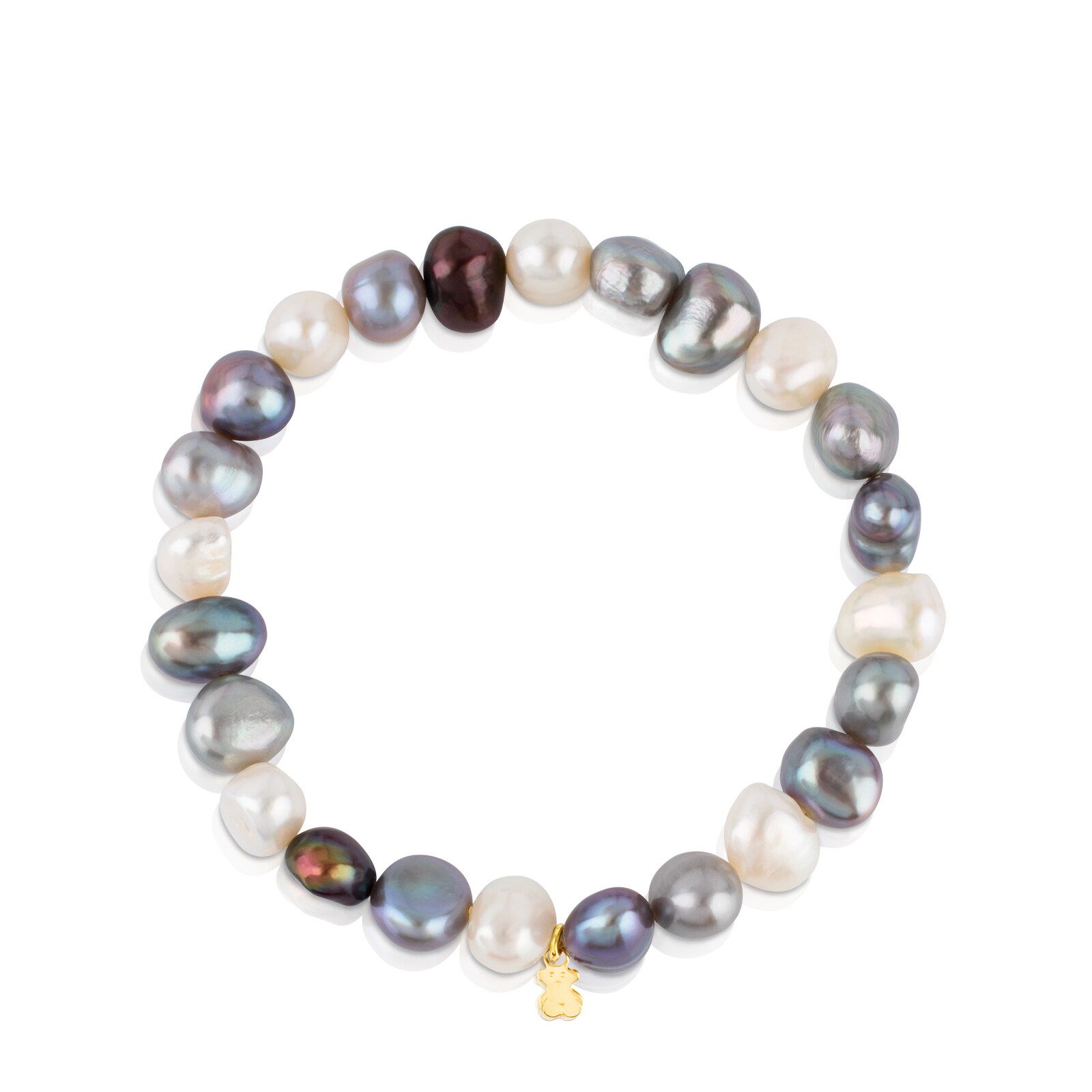 PULSERA PERLA BLANCA-GRIS ORO 1 LEY - 9