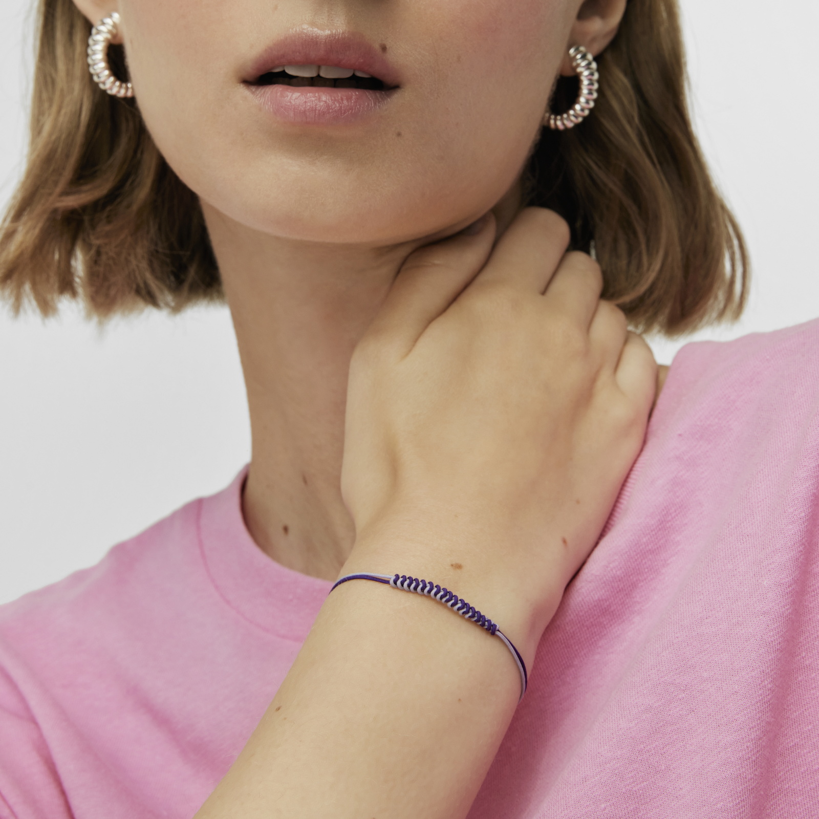 PULSERA PLATA 1 LEY CORDON LILA-MORADO - 7